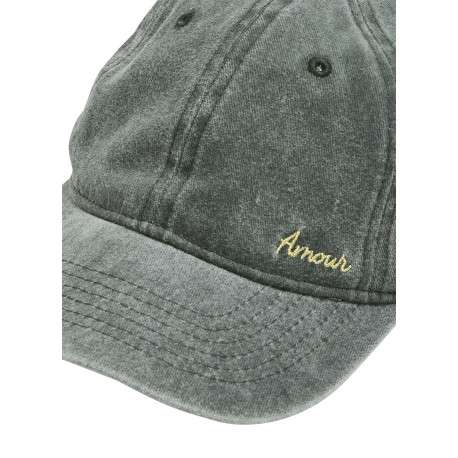 Casquette en coton anthracite avec texte brodé et aspect délavé - Image 2