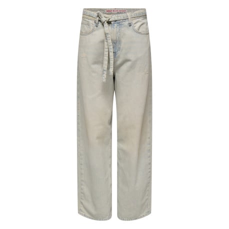 Jean Venice-Bleecker Mw Baggy en coton stone uni avec poches et ceinture denim