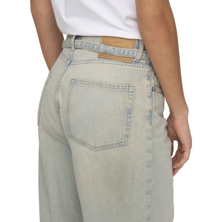 Jean Venice-Bleecker Mw Baggy en coton stone uni avec poches et ceinture denim - Image 3