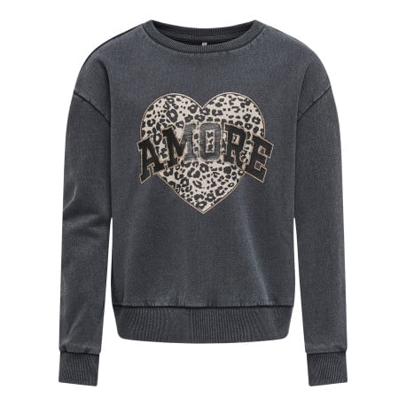 Sweat anthracite à imprimé léopard avec une coupe droite et un col rond
