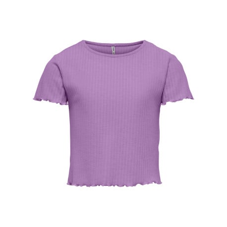 T-shirt violet uni ajusté crop top avec un col rond et à manches courtes