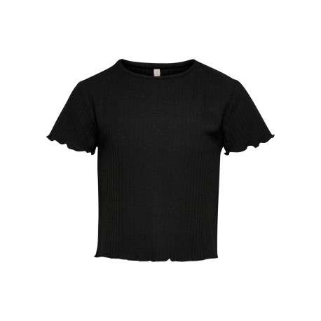 T-shirt noir uni avec une coupe cropped et des manches courtes laitue