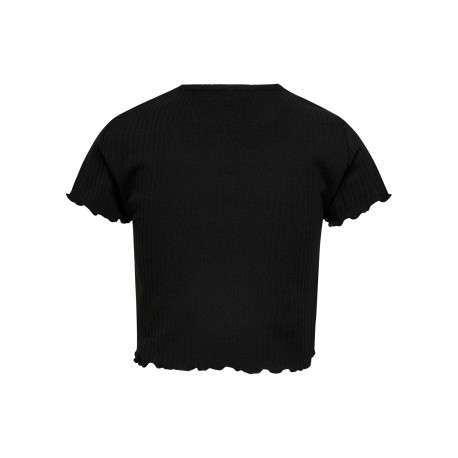 T-shirt noir uni avec une coupe cropped et des manches courtes laitue - Image 2