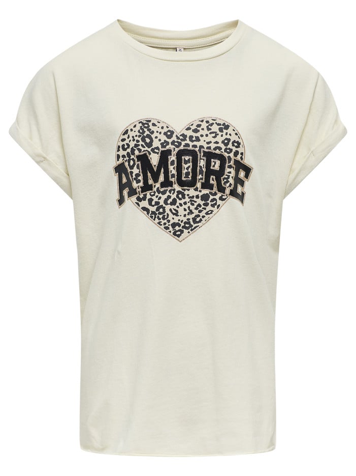 T-shirt en coton beige à...