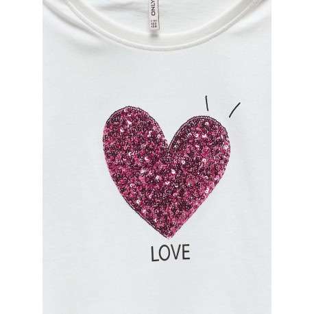T-shirt en coton biologique blanc à sequins, coupe droite et col rond - Image 3