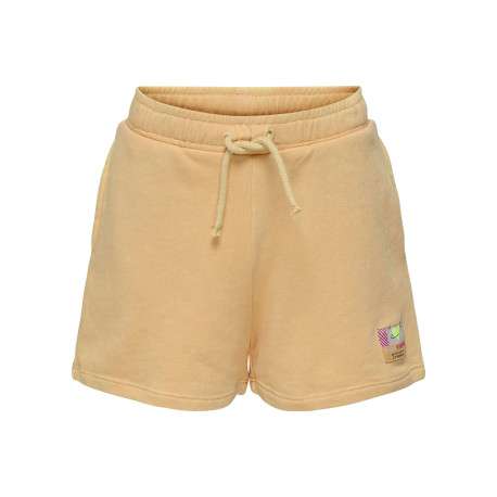 Short pêche uni à taille élastiquée avec cordon et patch de la marque