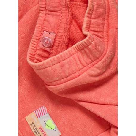 Short rouge uni délavé avec poches avant, patch et taille élastiquée - Image 3