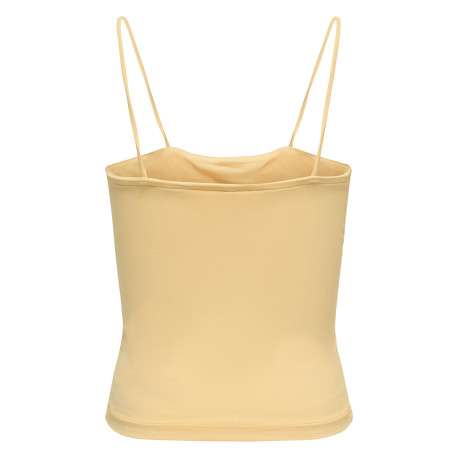 Top pêche uni crop top avec une coupe ajustée, un col rond et des bretelles - Image 2
