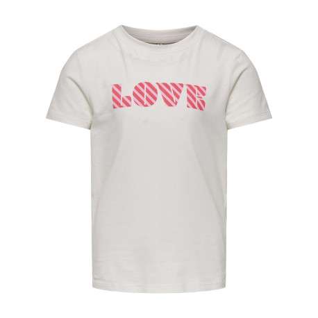 T-shirt en coton biologique blanc à imprimé avec une coupe droite et un col rond