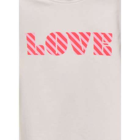 T-shirt en coton biologique blanc à imprimé avec une coupe droite et un col rond - Image 3