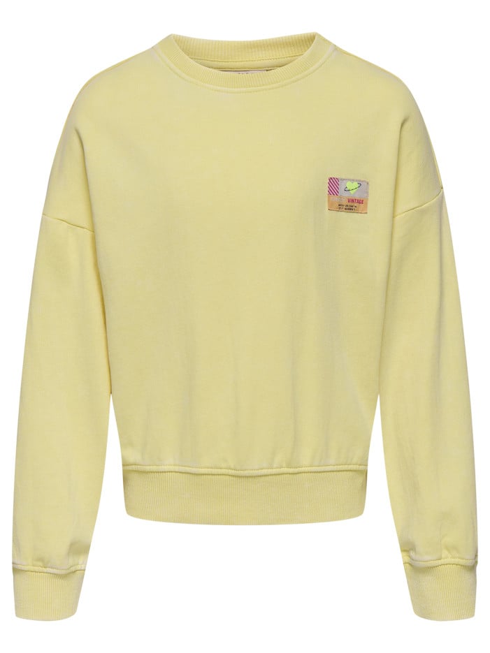 Sweat jaune uni delavé à...