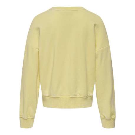 Sweat jaune uni delavé à coupe droite, col rond et manches longues - Image 2