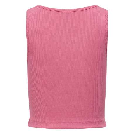 Débardeur en coton rose uni ajusté à col rond et ajouré à l'épaule - Image 2