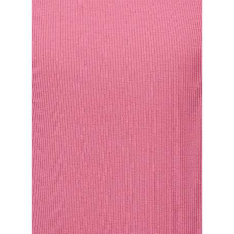 Débardeur en coton rose uni ajusté à col rond et ajouré à l'épaule - Image 3