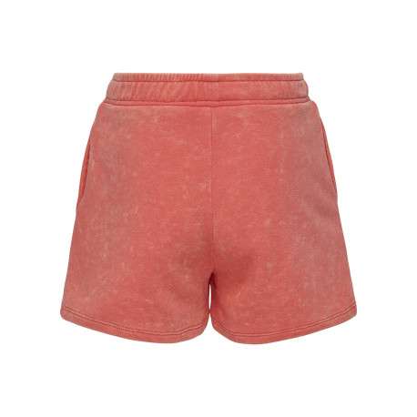 Short rouge uni délavé avec poches avant, patch et taille élastiquée - Image 2
