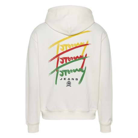 Sweat en coton régénératif écru à imprimé signature avec coupe droite et capuche - Image 2
