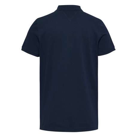 Polo en coton régénératif marine uni droit avec un col boutonné - Image 2