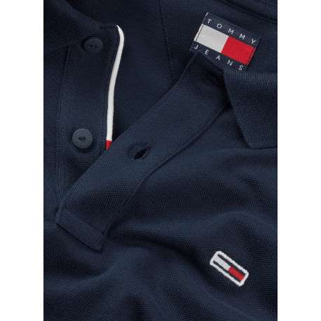 Polo en coton régénératif marine uni droit avec un col boutonné - Image 3
