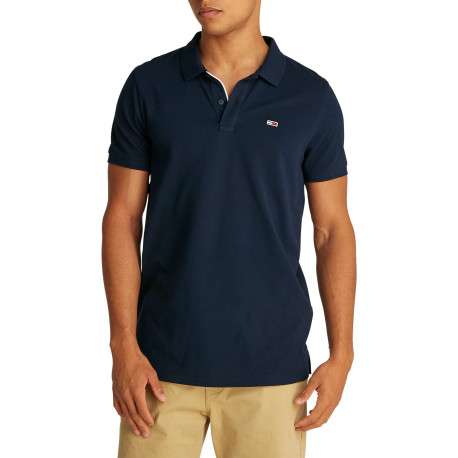 Polo en coton régénératif marine uni droit avec un col boutonné - Image 4