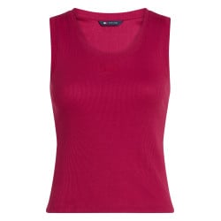 Débardeur en coton régénératif framboise uni à coupe ajustée avec un col rond