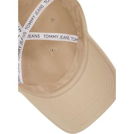 Casquette en coton biologique beige unie avec bandes auto-agrippantes - Image 3