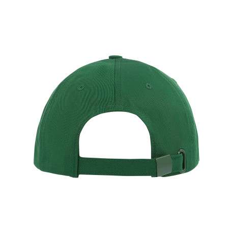 Casquette en coton biologique verte unie avec logo et fermeture strapback - Image 2