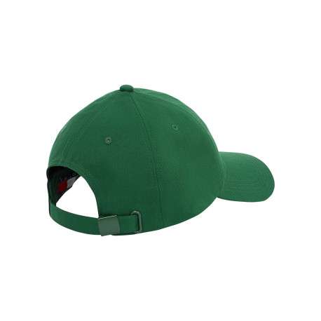 Casquette en coton biologique verte unie avec logo et fermeture strapback - Image 3