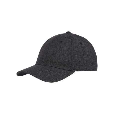 Casquette strapback en lin mélangé noire unie avec le nom de la marque