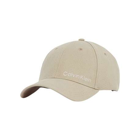 Casquette strapback en lin mélangé écrue unie avec le nom de la marque