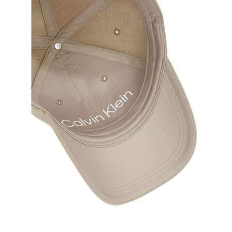 Casquette strapback en lin mélangé écrue unie avec le nom de la marque - Image 3