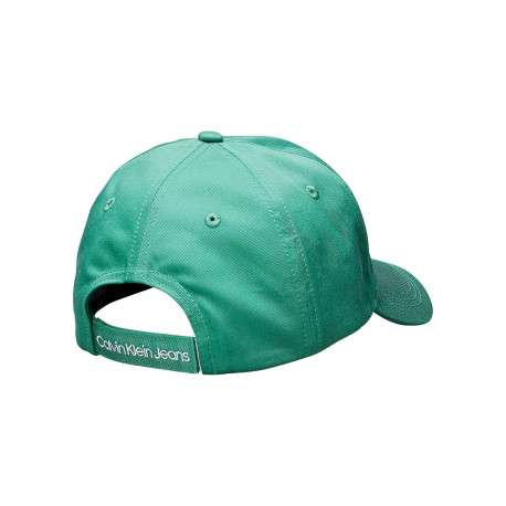 Casquette strapback en coton verte unie avec le logo brodé à l'avant - Image 2