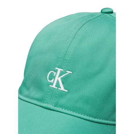 Casquette strapback en coton verte unie avec le logo brodé à l'avant - Image 3