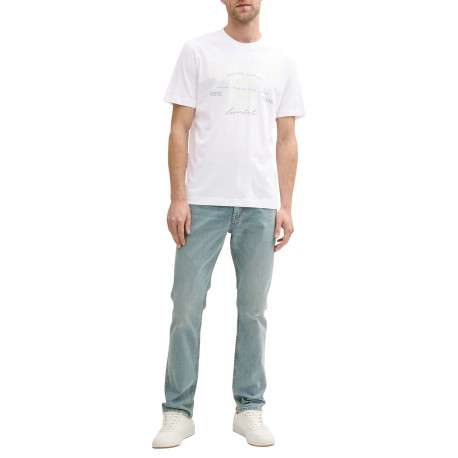 T-shirt en coton blanc avec logo imprimé fluo à coupe regular et col rond - Image 2