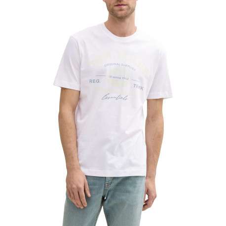 T-shirt en coton blanc avec logo imprimé fluo à coupe regular et col rond - Image 3
