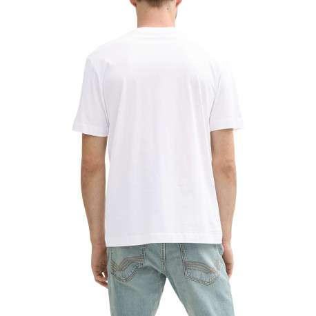 T-shirt en coton blanc avec logo imprimé fluo à coupe regular et col rond - Image 4