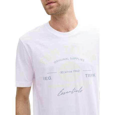 T-shirt en coton blanc avec logo imprimé fluo à coupe regular et col rond - Image 5