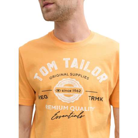 T-shirt orange en coton avec logo blanc imprimé à col rond et manches courtes - Image 5