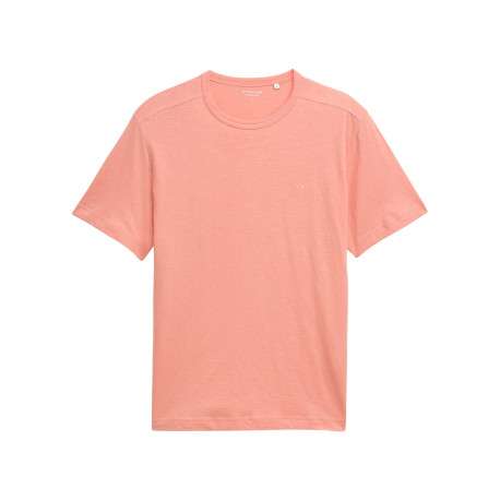 T-shirt en coton rose pâle uni à coupe droite avec col rond et manches courtes