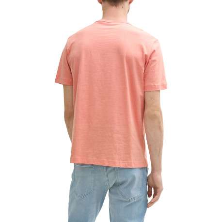 T-shirt en coton rose pâle uni à coupe droite avec col rond et manches courtes - Image 4