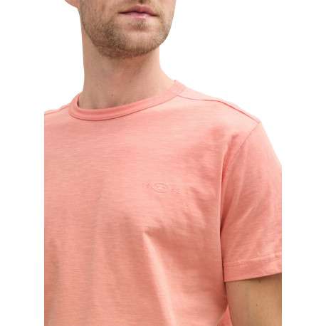T-shirt en coton rose pâle uni à coupe droite avec col rond et manches courtes - Image 5