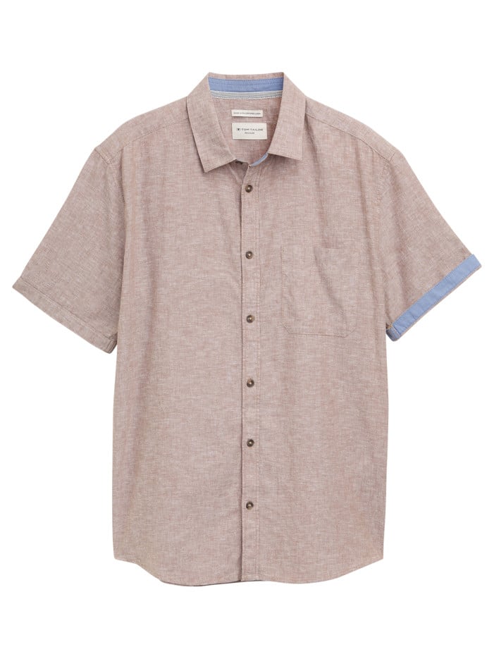 Chemise beige unie à...