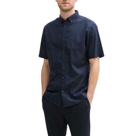 Chemise marine à pois blancs avec coupe regular fit et col boutonné - Image 3