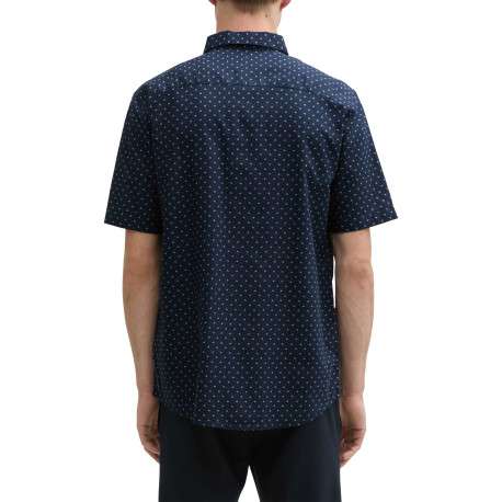 Chemise marine à pois blancs avec coupe regular fit et col boutonné - Image 4