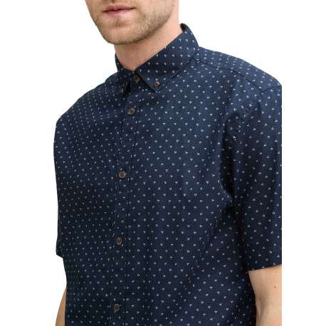 Chemise marine à pois blancs avec coupe regular fit et col boutonné - Image 5