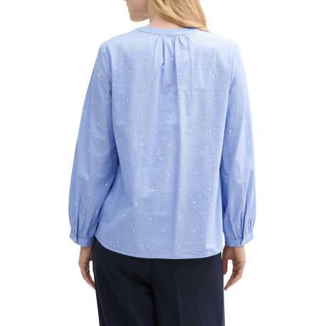 Blouse en coton bleue à pois avec une coupe ample et un col v - Image 2