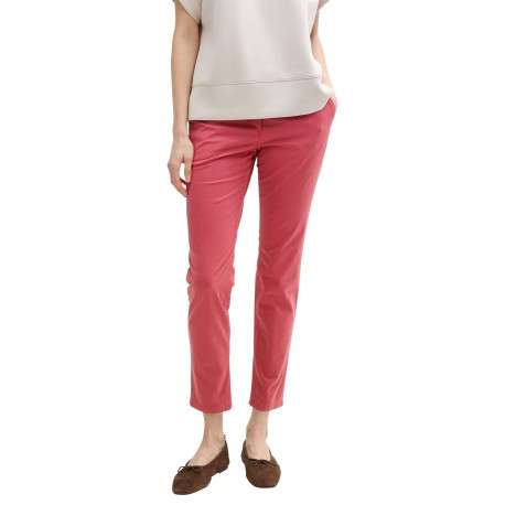 Pantalon Chino en coton mélangé rose uni à coupe slim avec 5 poches - Image 2