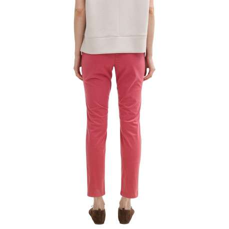 Pantalon Chino en coton mélangé rose uni à coupe slim avec 5 poches - Image 3