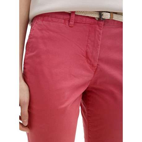 Pantalon Chino en coton mélangé rose uni à coupe slim avec 5 poches - Image 5