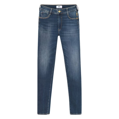 Jean en coton bleu indigo push-up délavé aux cuisses avec une coupe slim fit