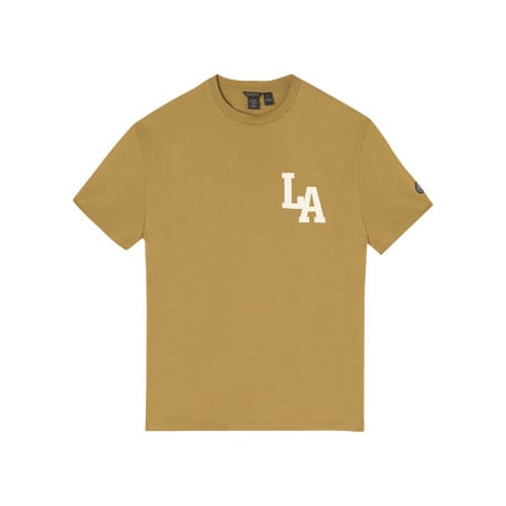 T-shirt en coton tilleul imprimé au dos avec une coupe droite et un col rond